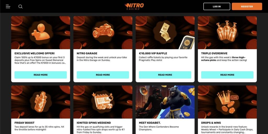 Nitro casino bonuses