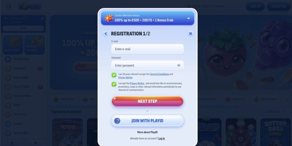 Nomini casino registration