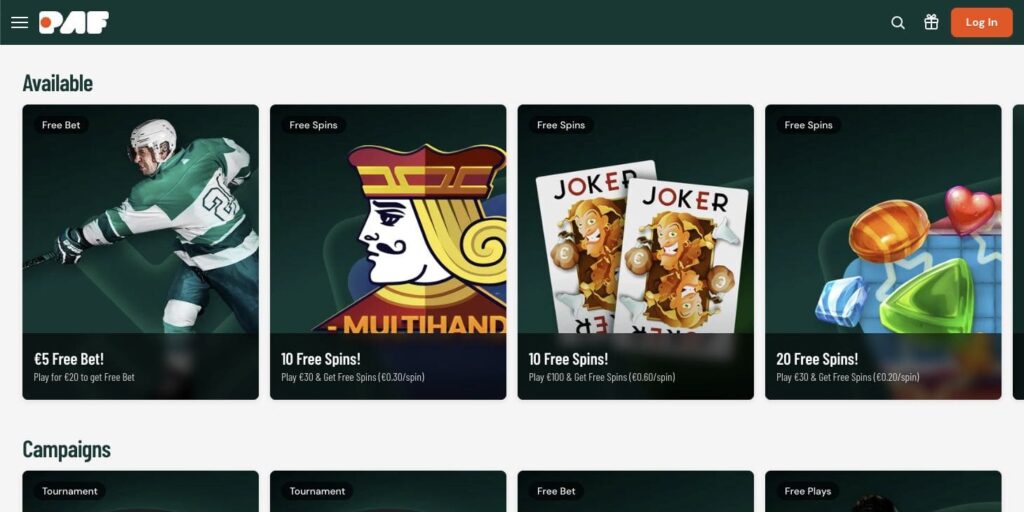 Paf casino bonuses