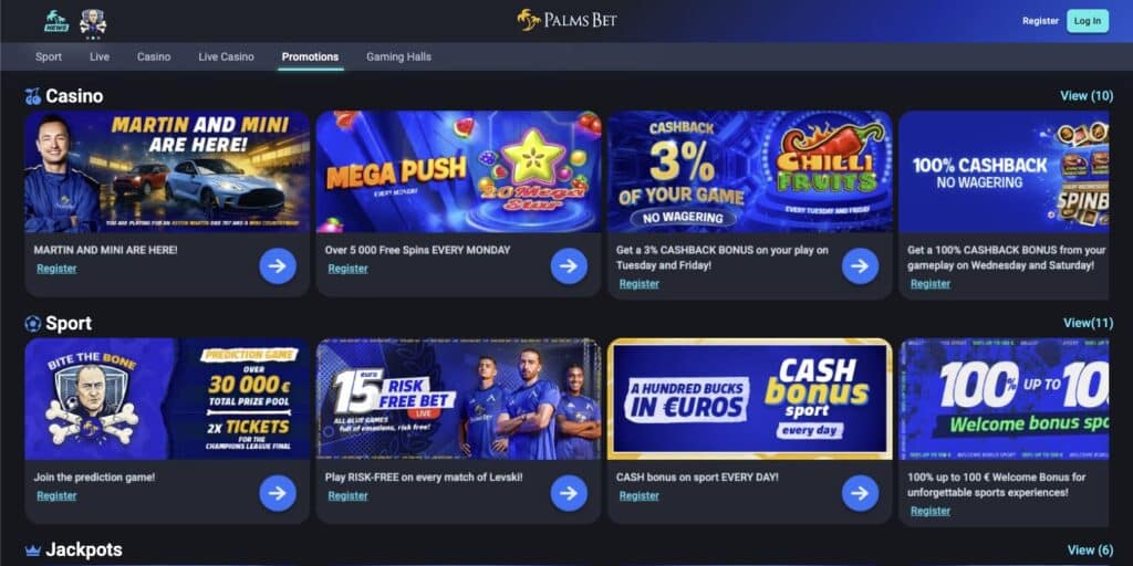 Palms Bet casino bonuses