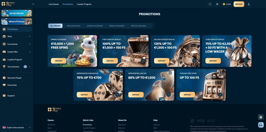 Revery Play Casino Bonuses